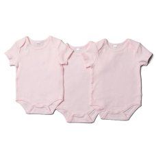 T20801: Baby Pink 3 Pack Short Sleeve Bodysuits (0-12 Months)